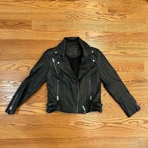 all saints leather motto jacket size up 8, us 4
